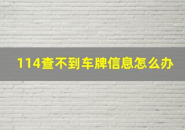 114查不到车牌信息怎么办