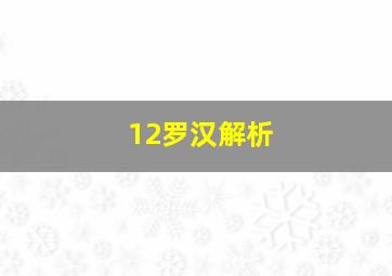 12罗汉解析