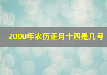 2000年农历正月十四是几号