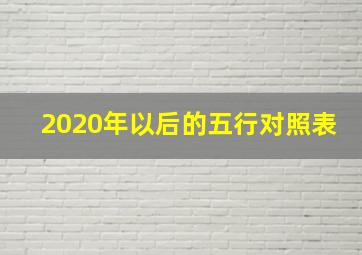 2020年以后的五行对照表