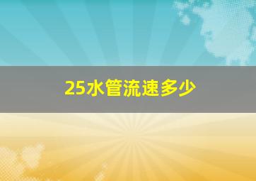 25水管流速多少