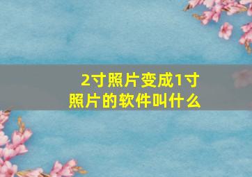 2寸照片变成1寸照片的软件叫什么