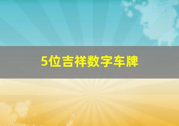 5位吉祥数字车牌