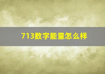 713数字能量怎么样