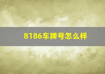 8186车牌号怎么样