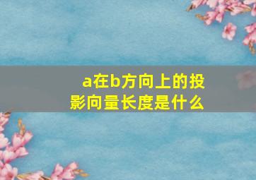 a在b方向上的投影向量长度是什么