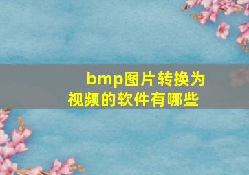 bmp图片转换为视频的软件有哪些