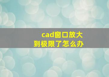 cad窗口放大到极限了怎么办