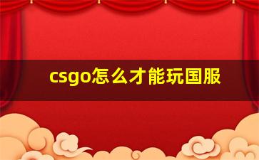 csgo怎么才能玩国服