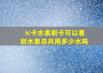 ic卡水表刷卡可以看到水表总共用多少水吗