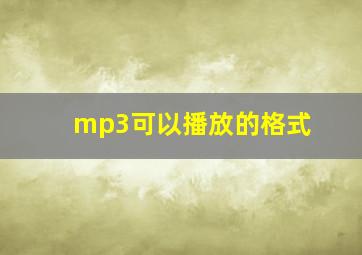 mp3可以播放的格式