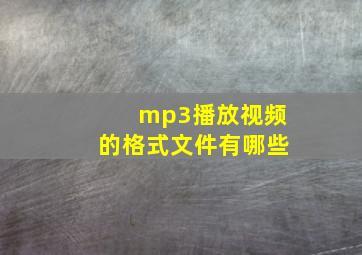 mp3播放视频的格式文件有哪些