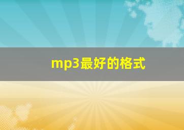 mp3最好的格式