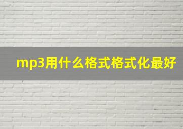 mp3用什么格式格式化最好