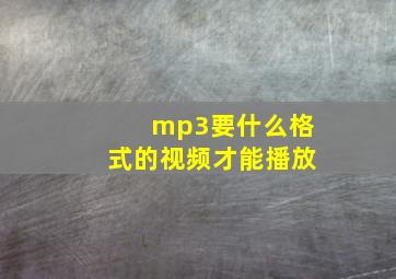 mp3要什么格式的视频才能播放