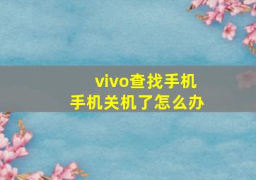 vivo查找手机手机关机了怎么办