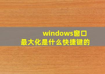 windows窗口最大化是什么快捷键的