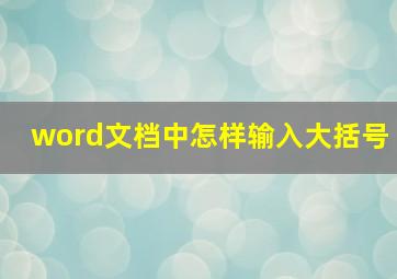 word文档中怎样输入大括号