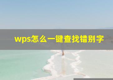 wps怎么一键查找错别字