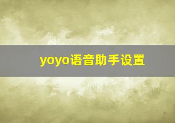 yoyo语音助手设置