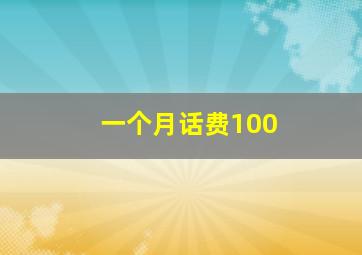 一个月话费100