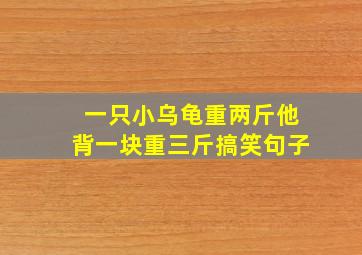 一只小乌龟重两斤他背一块重三斤搞笑句子