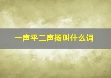 一声平二声扬叫什么词