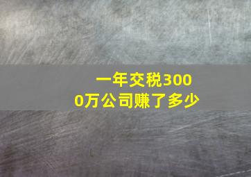 一年交税3000万公司赚了多少