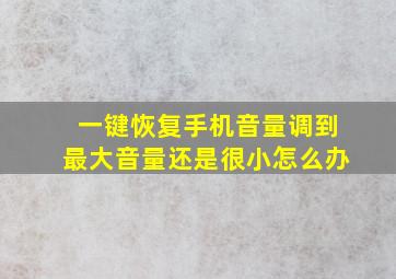 一键恢复手机音量调到最大音量还是很小怎么办