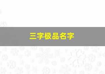 三字极品名字