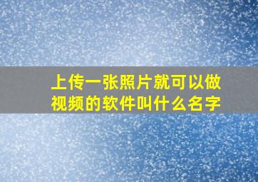 上传一张照片就可以做视频的软件叫什么名字