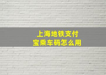 上海地铁支付宝乘车码怎么用