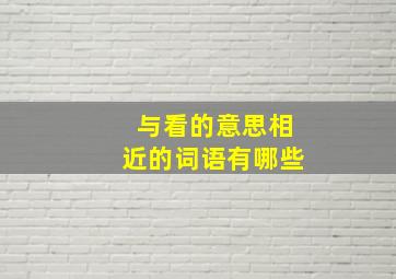 与看的意思相近的词语有哪些