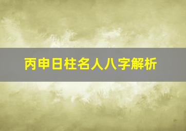 丙申日柱名人八字解析