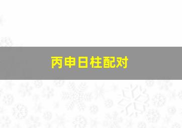 丙申日柱配对