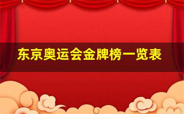 东京奥运会金牌榜一览表