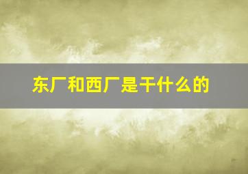 东厂和西厂是干什么的