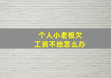 个人小老板欠工资不给怎么办