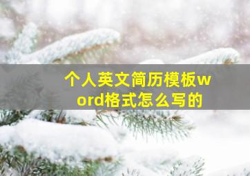 个人英文简历模板word格式怎么写的