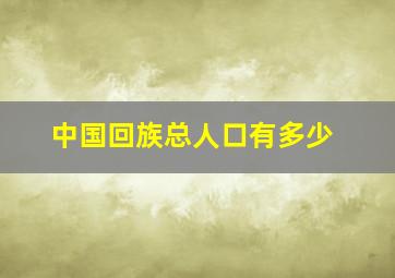 中国回族总人口有多少