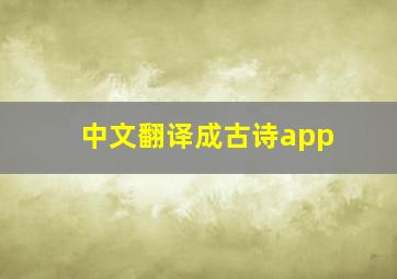 中文翻译成古诗app