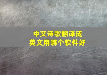 中文诗歌翻译成英文用哪个软件好