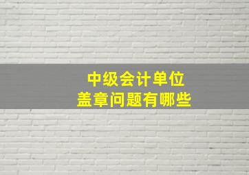 中级会计单位盖章问题有哪些