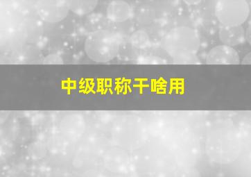 中级职称干啥用