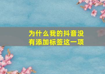 为什么我的抖音没有添加标签这一项