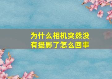 为什么相机突然没有摄影了怎么回事