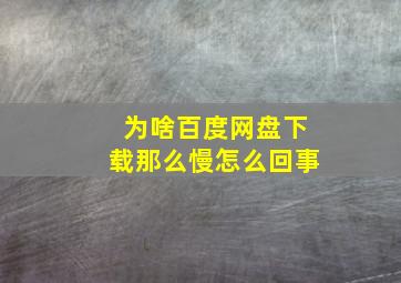 为啥百度网盘下载那么慢怎么回事