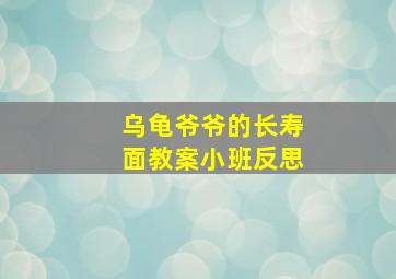 乌龟爷爷的长寿面教案小班反思