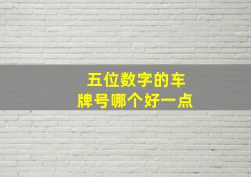 五位数字的车牌号哪个好一点