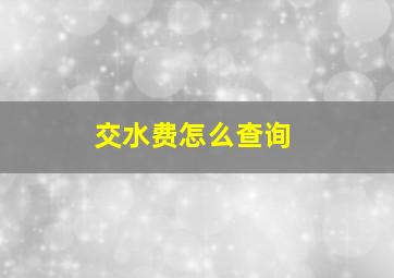 交水费怎么查询